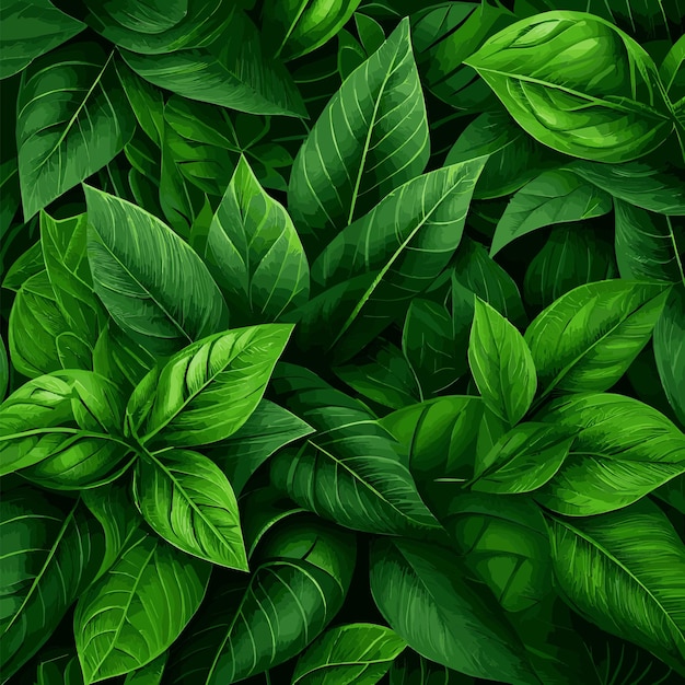 Textura de folhas verdes padrão de fundo verde vector