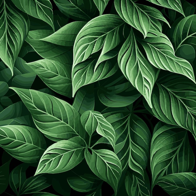 Textura de folhas verdes padrão de fundo verde Vector