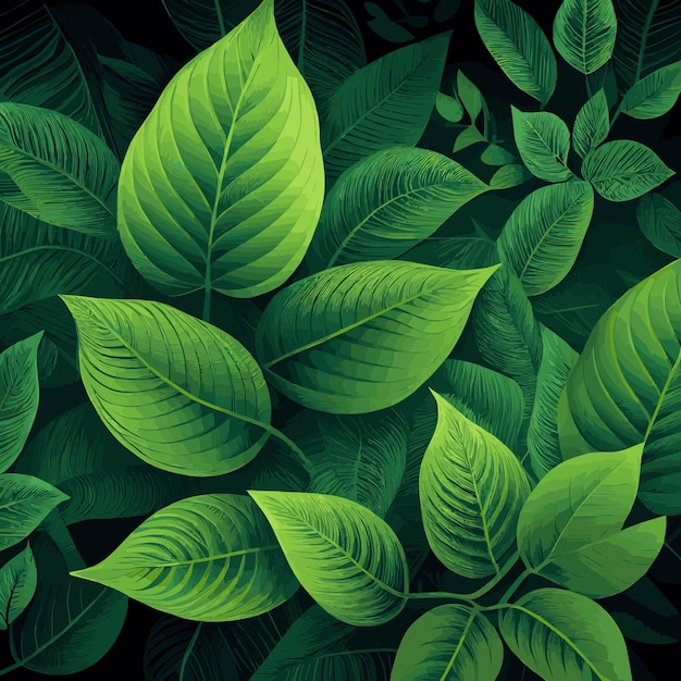 Textura de folhas verdes padrão de fundo verde Vector