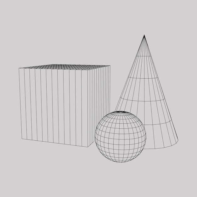 Textura de grade. Formas geométricas de superfície de arame