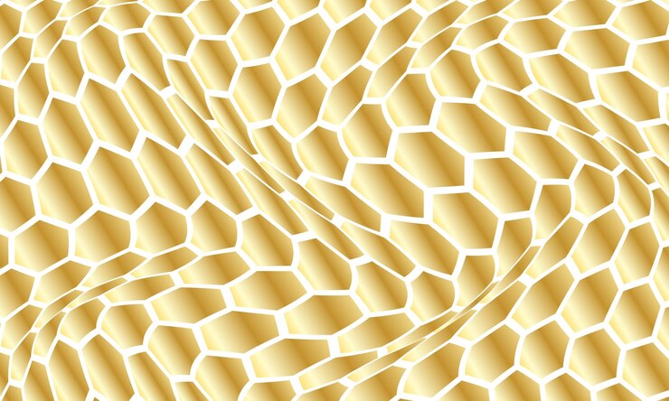 Vetor textura de hexágono dourado de favo de mel