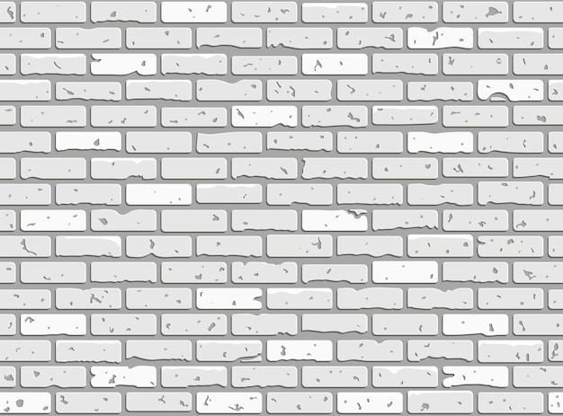 Textura de parede de tijolos de grunge sem costura padrão de fundo de parede de tijolos brancos realistas para ilustração vetorial de design de interiores