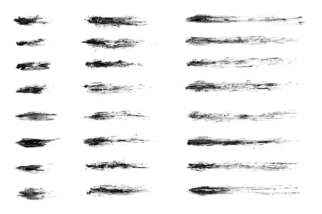 Textura de traçado de pincel de tinta preta vetorial elementos de design sujos pinceladas de grunge vetorial
