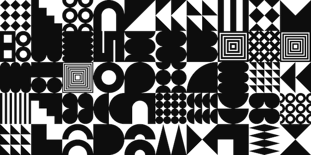Textura geométrica brutalista com formas simples símbolos elementos primitivos e formas design retro