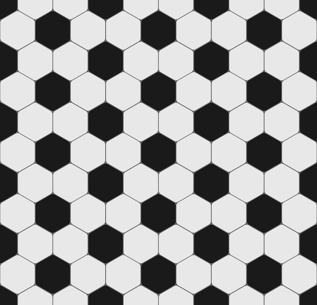 Textura perfeita do esporte de bola de futebol ou futebol. padrão preto e branco com hexágono para folheto, cartaz, site da web. fundo