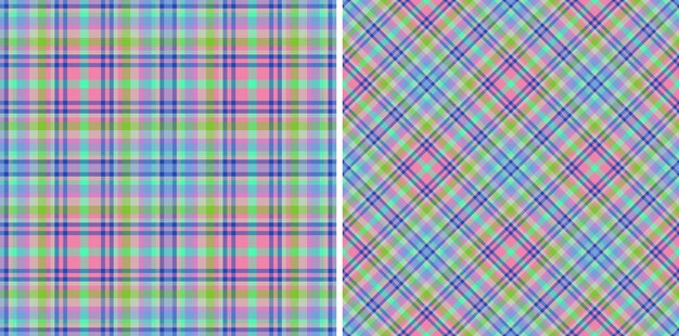 Conjunto de vetor de tecido sem costura têxtil xadrez xadrez fundo padrão  textura tartan