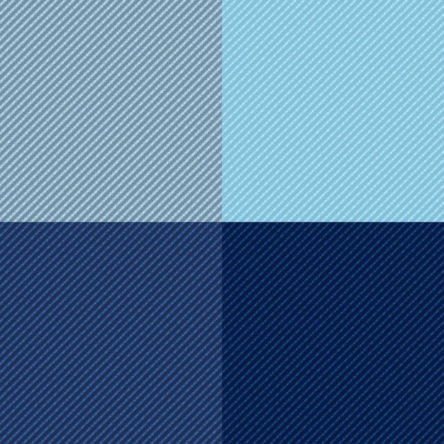 Vetor texturas sem costura de denim azul brilhante e escuro