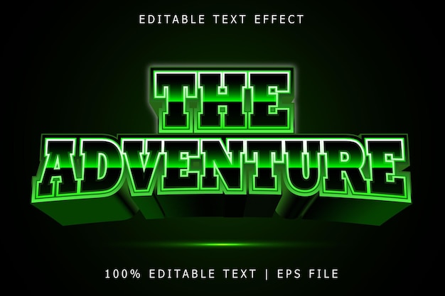 The adventure editable text effect 3 dimensões emboss estilo moderno