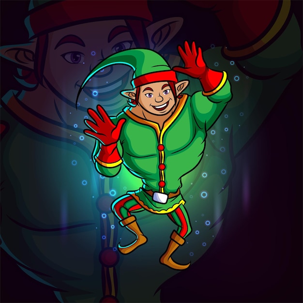 The elf is dancing esport logo design de ilustração