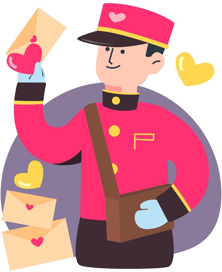 Vetor the mailman delivers a love letter