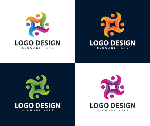 The social humanity design de logotipo colorido design de logotipo moderno