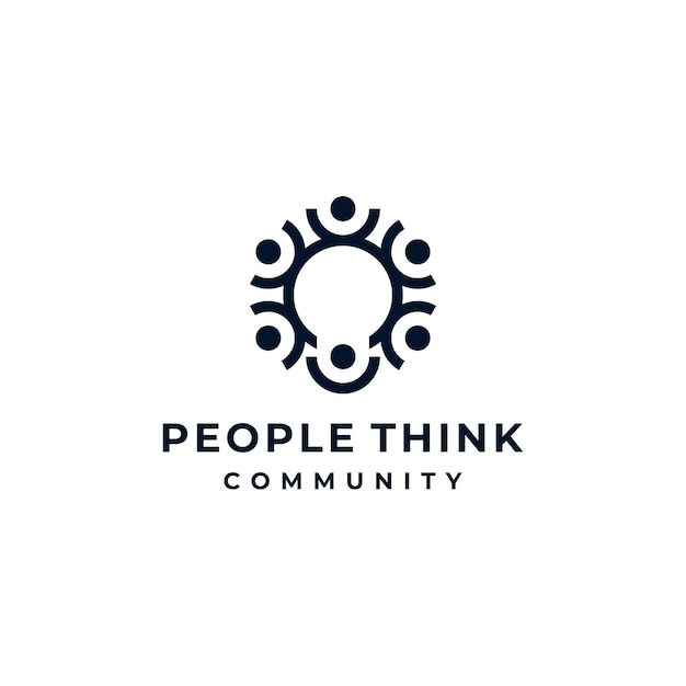 Vetor think mind lâmpada ideia pessoas comunidade design de logotipo inspiração