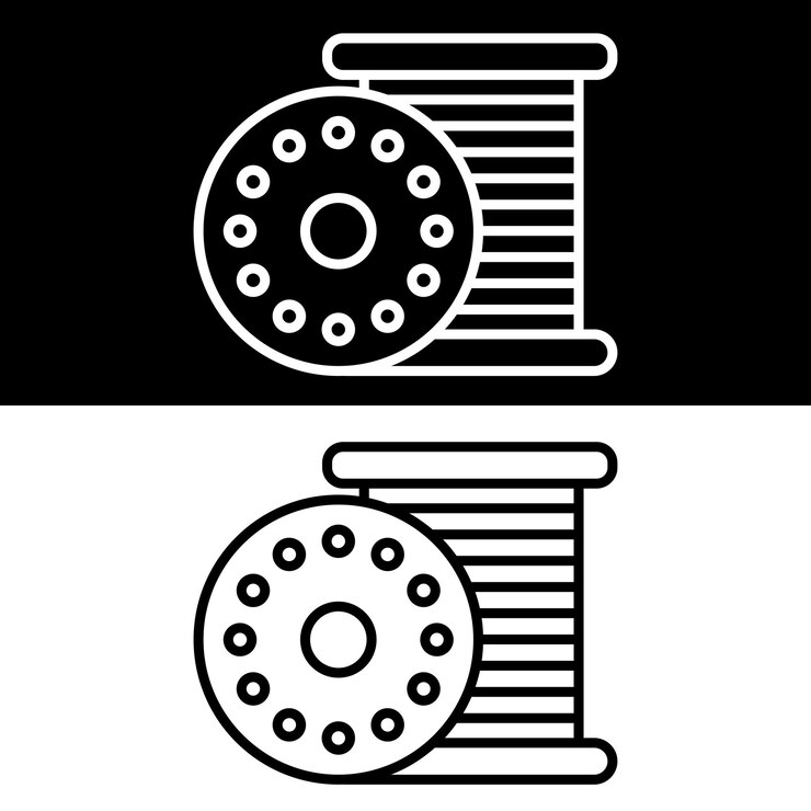 Vetor thread bobbin icon black and white version design template (template de design da versão em preto e branco)