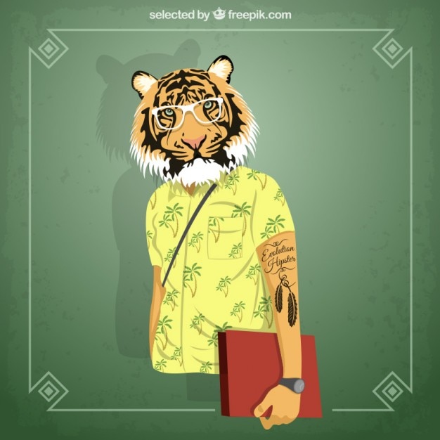 Tiger estudante hipster