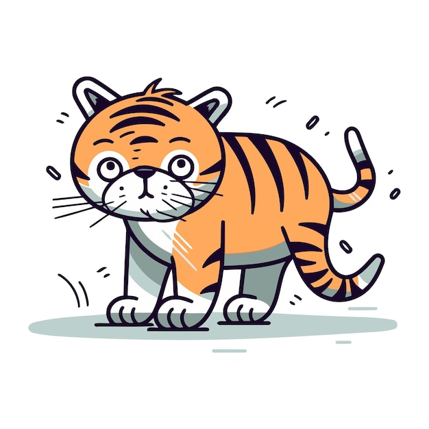 Tigre bonito ilustração vetorial isolada em fundo branco