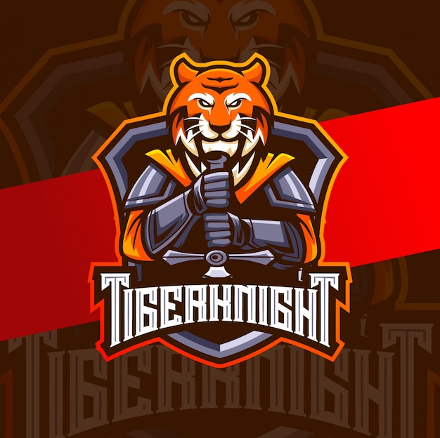 Tigre cavaleiro mascote esport design de logotipo