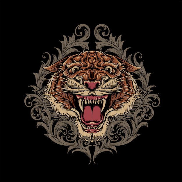 Tigre com ornamento