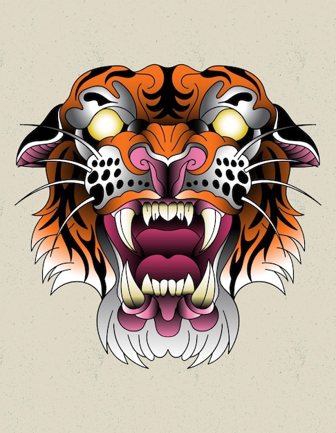 Tigre com raiva neo tradicional