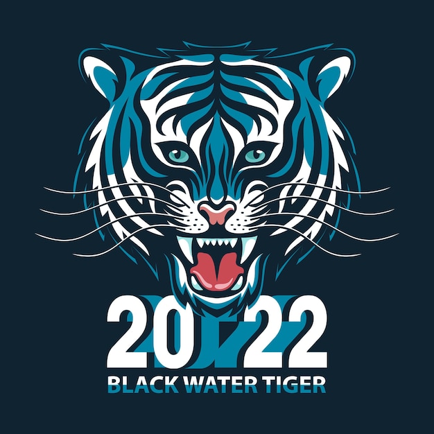 Vetor tigre de água negra - símbolo do ano novo de 2022