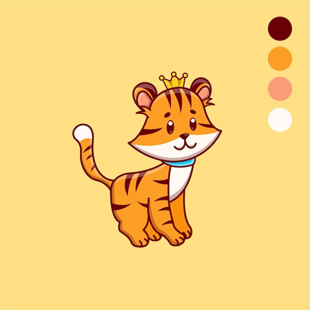 Tigre de desenho animado bonito em ilustração vetorial vetor isolado de animal estilo de desenho animado plano