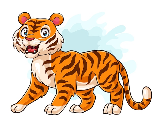 Vetor tigre de desenho animado isolado em fundo branco