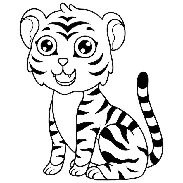 Tigre de desenho animado isolado no fundo branco