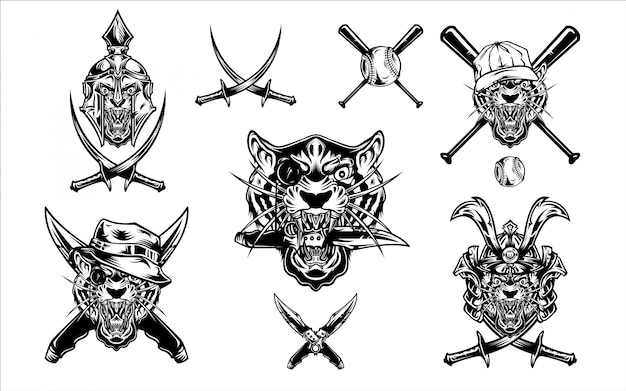 Tigre e conjunto de acessórios