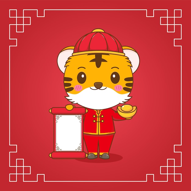 Tigre fofo na celebração do ano novo chinês