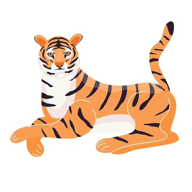 Tigre. o símbolo de 2022. tigre japonês. animais. ilustração em vetor em um estilo moderno simples.