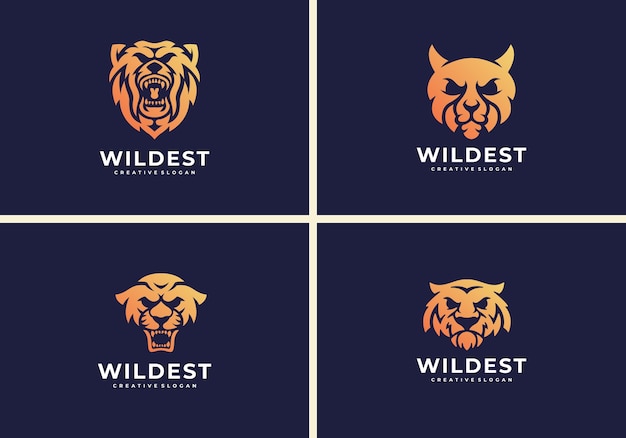 Tigre, onça, chita, urso. modelo de logotipo de animal selvagem