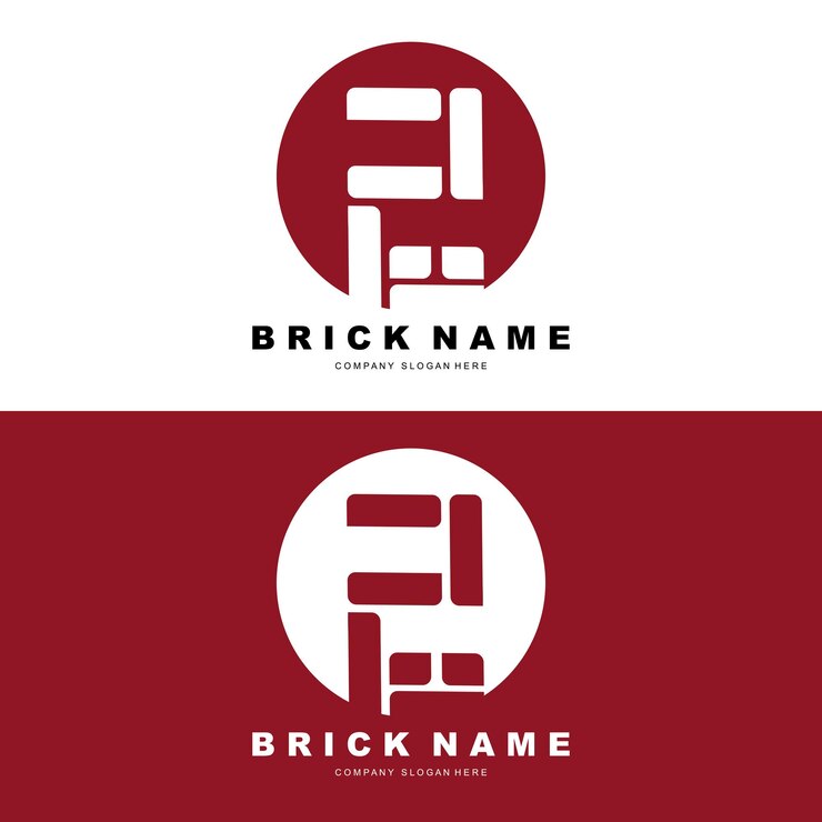 Vetor tijolos material de design de logotipo ilustração de pedra vetor ícone de construção de edifícios