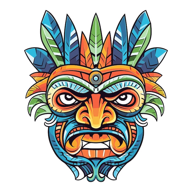 Tiki festival tiki máscara ilustração vetorial tiki máscaras para t-shirt design adesivo e arte de parede