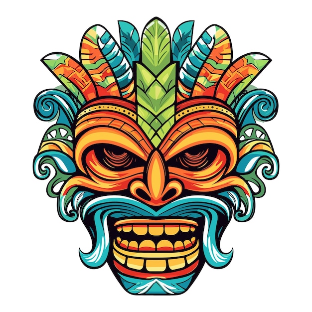 Tiki festival tiki máscara ilustração vetorial tiki máscaras para t-shirt design adesivo e arte de parede