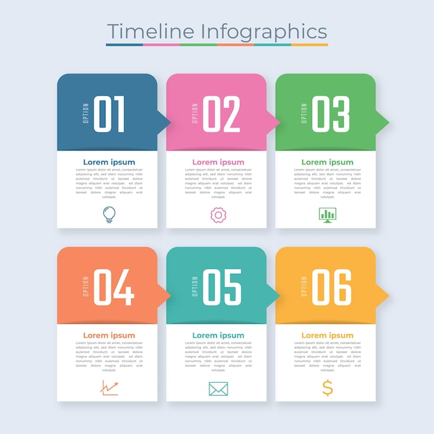 Timeline Infographics Design Marketing Icons Business Data Visualization com etapas ou processos