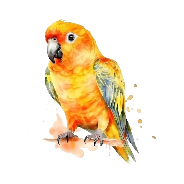 tinta aquarela Sun Conure