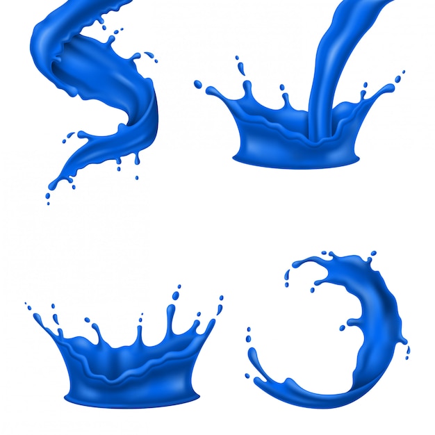 Tinta azul colorida espirra líquido realista