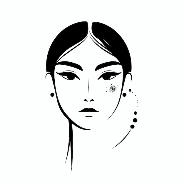 tinta de linha vetorial básica de retrato feminino