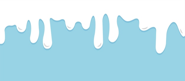Tinta pingando branca fluindo para baixo de fundo vetorial Gotas de líquido de leite branco