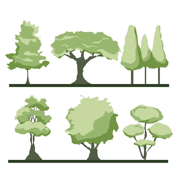 Tipo de coleção de árvores de design plano