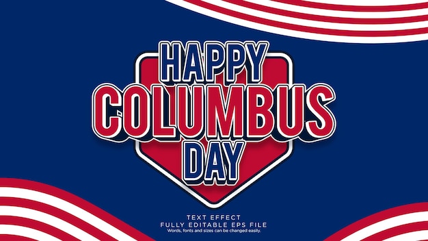 Tipo de fonte de efeito de texto Happy Columbus Day