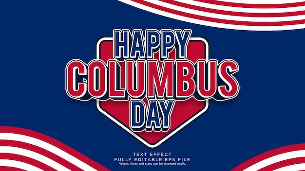 Tipo de fonte de efeito de texto happy columbus day