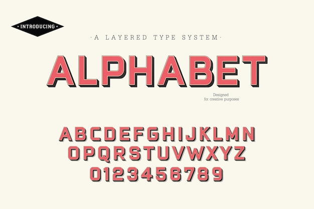Vetor tipo de letra alfabética para rótulos e diferentes desenhos de tipos