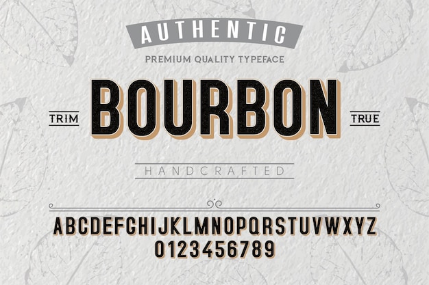Tipo de letra Bourbon Para etiquetas e designs de tipos diferentes