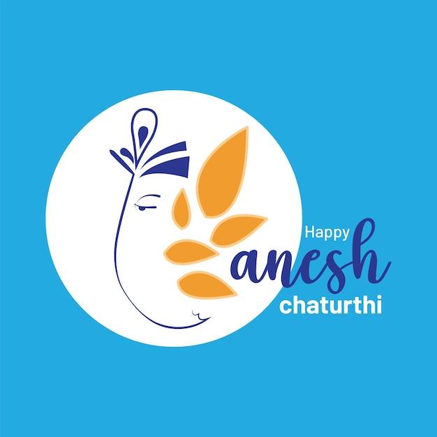 Vetor tipografia criativa em design minimalista ganesh chaturthi em um fundo azul