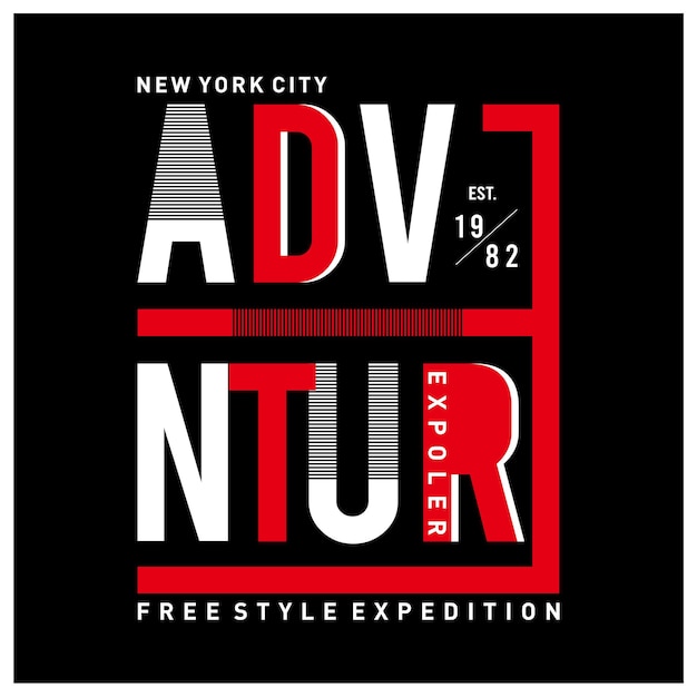 Tipografia de aventura de aventura de nova york de design simples pronta para imprimir vetor premium