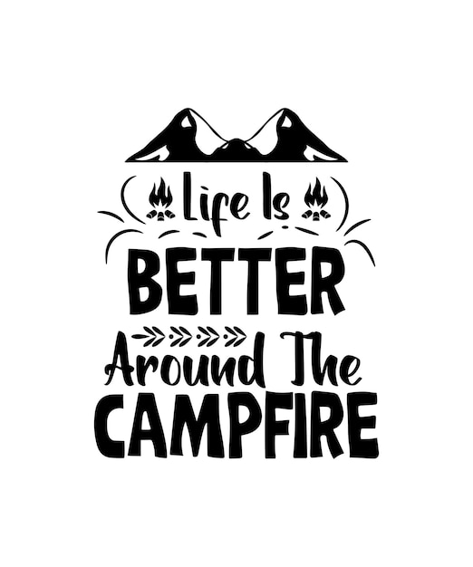 Tipografia de cor preta design de acampamento