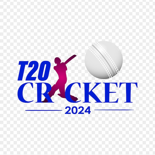 Vetor tipografia de críquete t20 2024 em fundo transparente