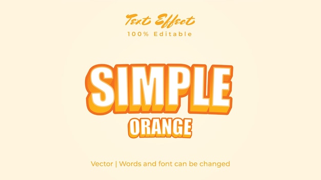 Tipografia de efeito de texto laranja simples fonte 3d em negrito