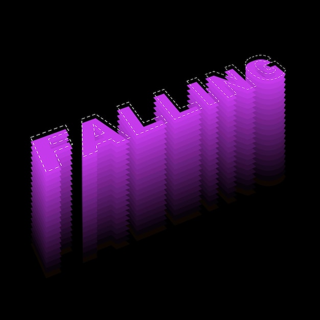 Tipografia de escrita caindo roxa com efeito de desvanecimento