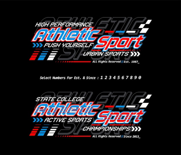 Tipografia de esportes atléticos design automotivo ilustração vetorial esportiva